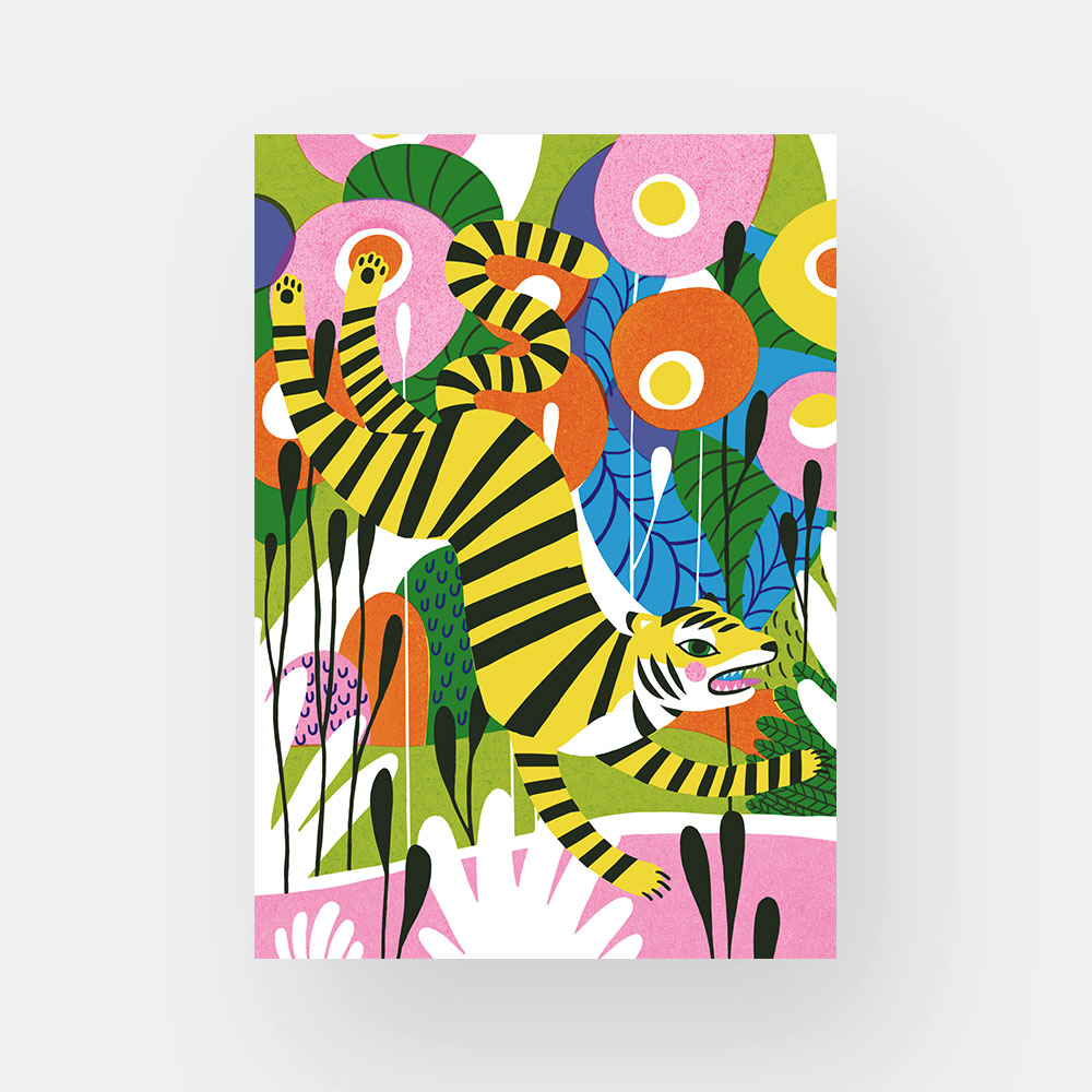 Postkarte A5 Springender Tiger