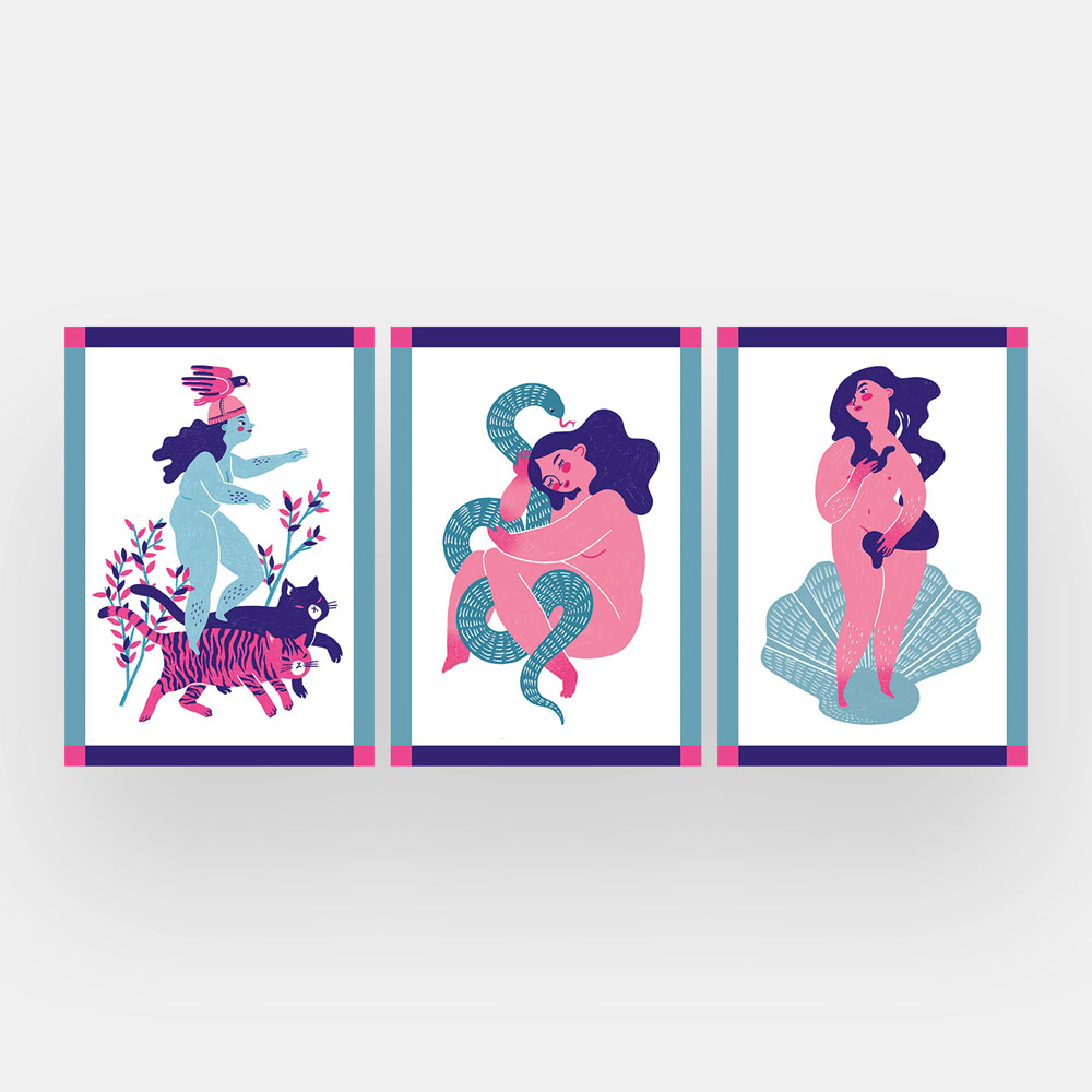 Postkartenset Mythos – Freya, Eva und Venus