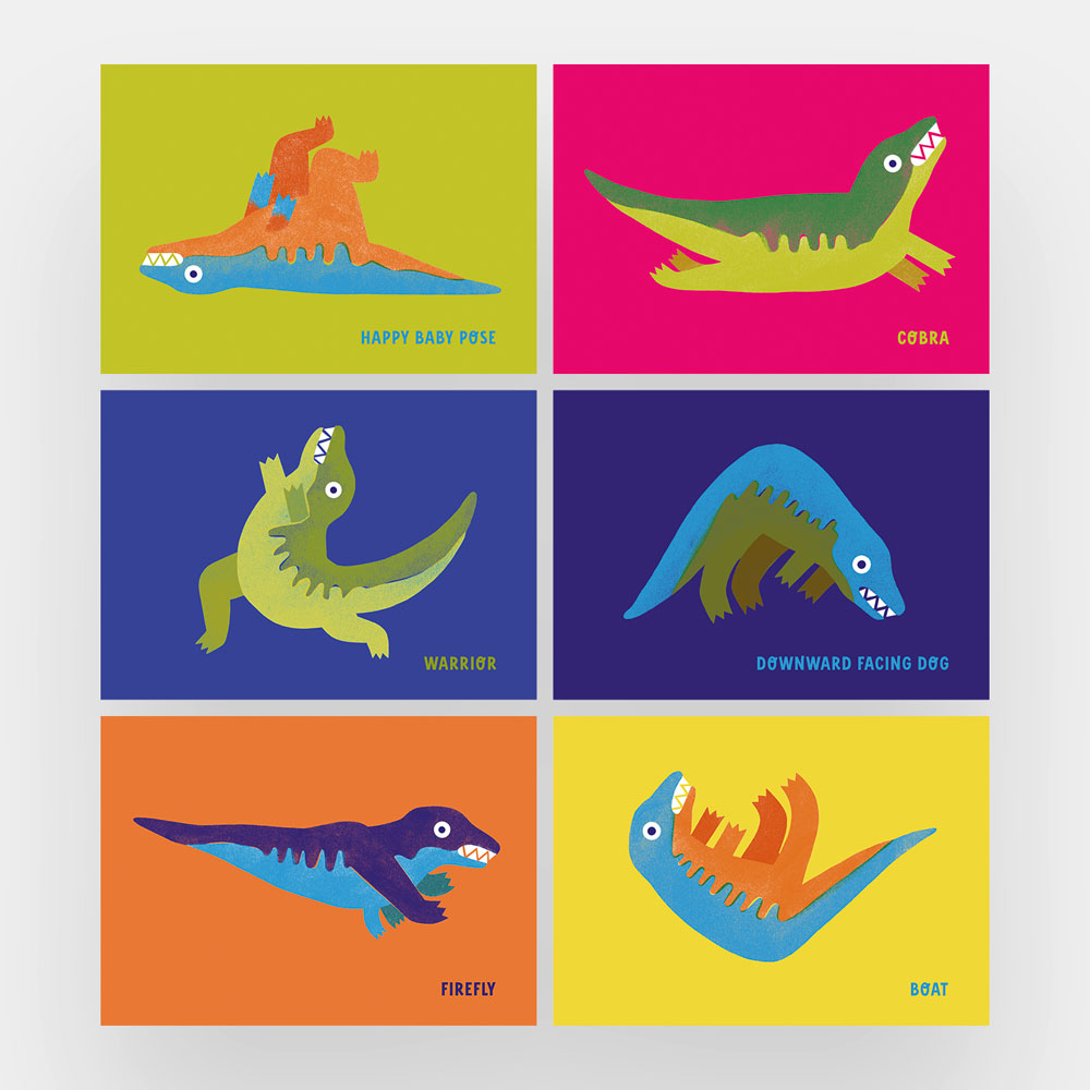 Dinosaurier Yoga Postkartenset