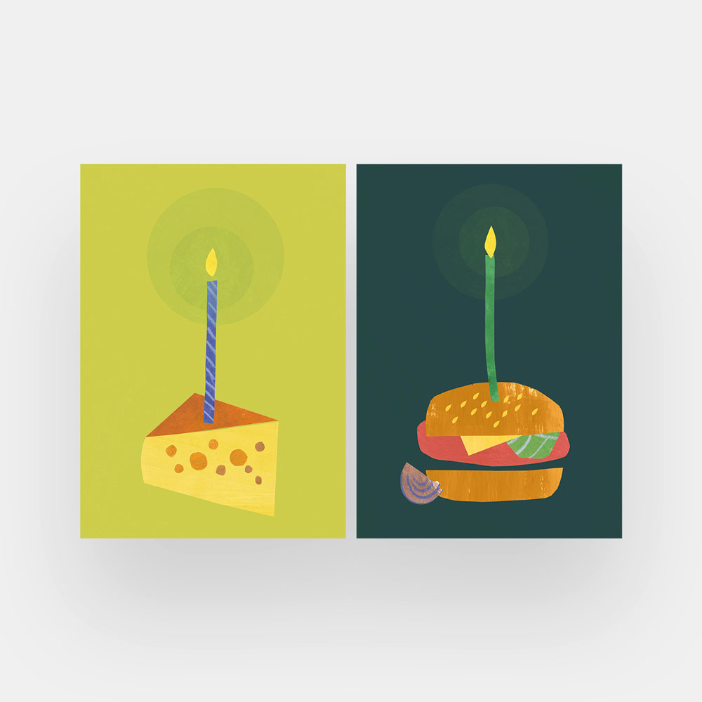 Käse und Burger Geburtstagskarten