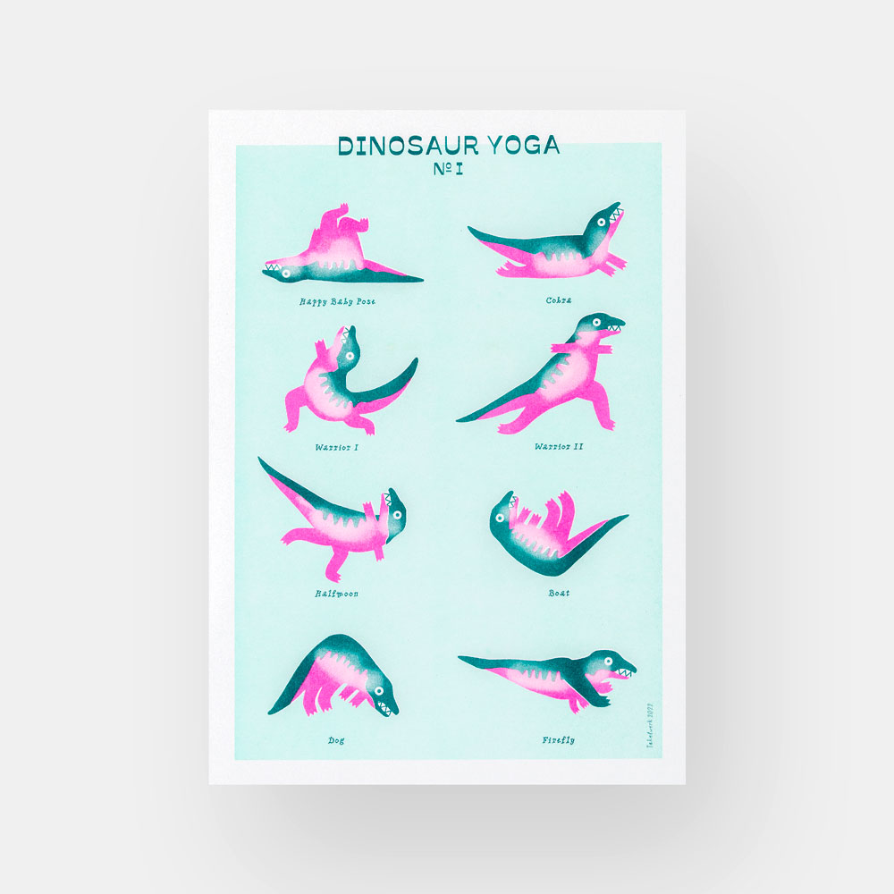 Dino Yoga I Riso Plakat A3